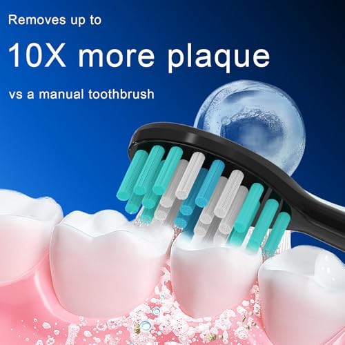 12 Pack Replacement Toothbrush Heads for AquaSonic Black Series & Pro/Vibe Series/Duo Series Pro - Compatible with AquaSonic Electric Toothbrush, Dupont Bristles with Cover-Black