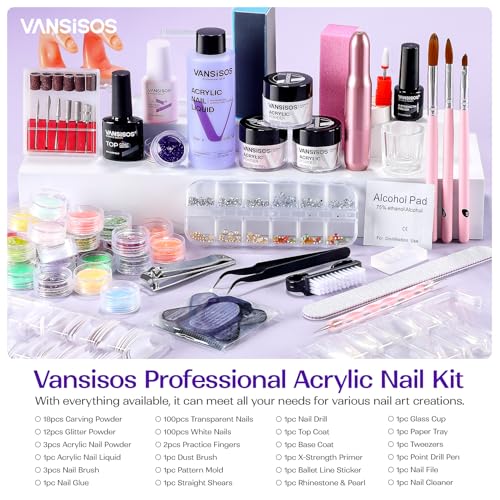 Acrylic Nail Kit for Beginners with Everything: Professional Nail Kit with Drill and Acrylic Powder Liquid Set Decoration Supplies Manicure DIY Salon Women Christmas Gift