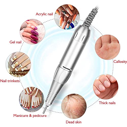 35000rpm Electric Nail Drill Machine, Aluminum Alloy Nail Polisher Grinder Handpiece Grinder Manicure Pedicure Nail Art Tool Replacement Handle for Electric Nail Drill Machine