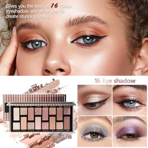Makeup Kit For Girls Gift, Make up Kit For Women Full Kit Includes Sponge Eyeshadow Liquid Lipstick Concealer Eyeliner Eyebrow Makeup Bag