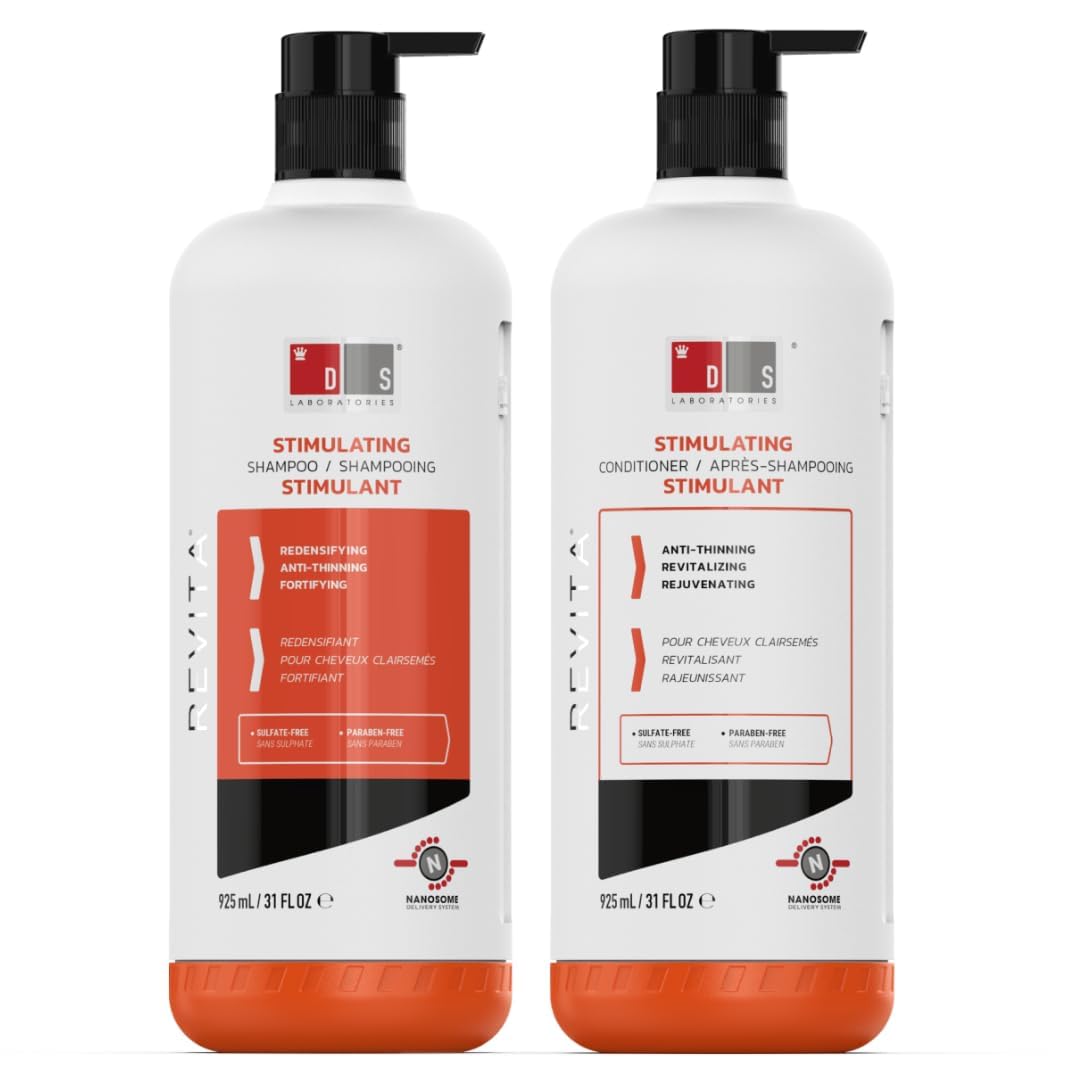 DS Laboratories Revita Shampoo and Conditioner Set, Hair Thickening Shampoo and Conditioner to Support Hair Growth, Sulfate Free Shampoo and Conditioner with Biotin, Caffeine & DHT Blocker, Hair Care