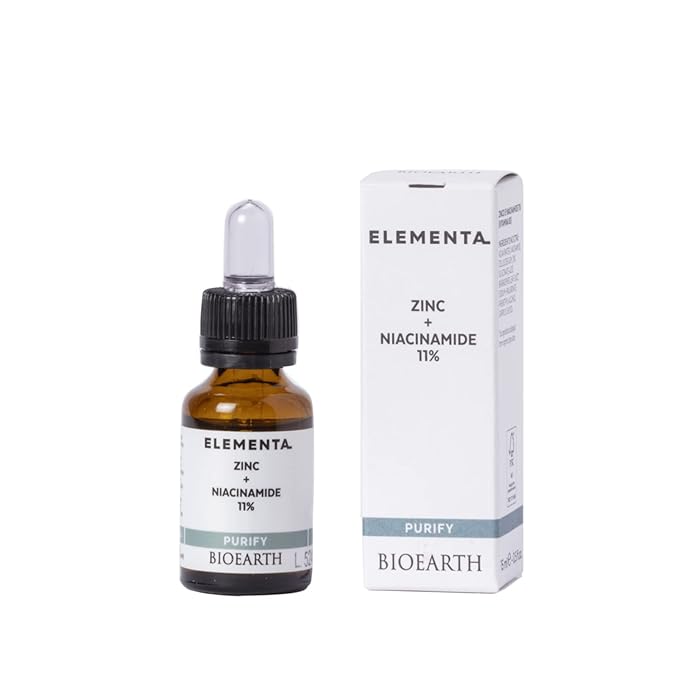 Bioearth Elementa, PURIFY Concentrated Face Serum with Zinc and 11% Niacinamide, Purifying and Balancing Effect, Made in Italy, Vegan, AIAB Certification - 15ml Pack