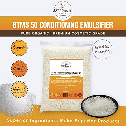 33rd PARALLEL | BTMS 50 (1 LBS / 16 Oz) Conditioning Emulsifier | 100% Natural Plant Derived | Behentrimonium Methosulfate Cetearyl Alcohol Emulsifying Conditioner | Product of USA (1 POUND)
