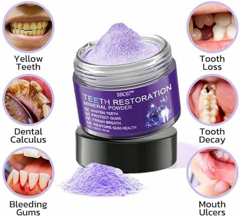 BBOJI Teeth Restoration Mineral Powder, Tooth Restoration Powder, Natural Teeth Restoration Powder-50g, Professional Oral Care, Protect Gums and Freshen Breat (3 Bottle)