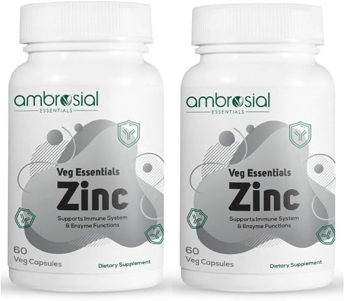 Ambrosial Zinc Tablets High Strength 30 mg (Pack of 2-120 Capsules)