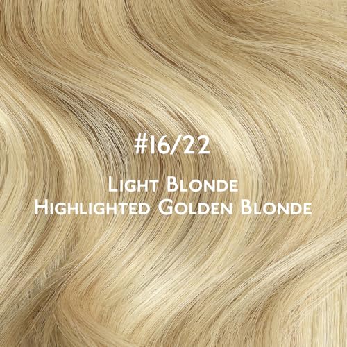 WENNALIFE Tape in Hair Extensions Human Hair, 20pcs 50g 18 inch Light Blonde Highlighted Golden Blonde Remy Hair Extensions Straight Human Hair Tape in Extensions Skin Weft