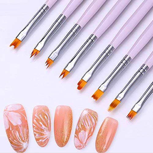 8 Pcs Nail Brush Pen Premium Upgrade Wood Handle, Gradient Painting Brush Set UV Gel Flower Drawing Pen Purple Wood Handle Manicure Nail Art Polish Pen Tool, Valentine's Day present (8 amazing nail brushes)