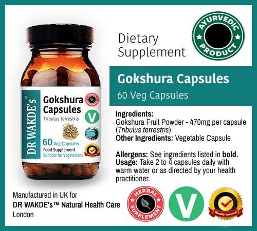 DR WAKDE'S Gokshura Capsules (Tribulus terrestris) - 60 Veg Caps | 100% Pure, All-Natural Supplement | Vegan, Plant-Based, Supports Vitality and Urinary Health