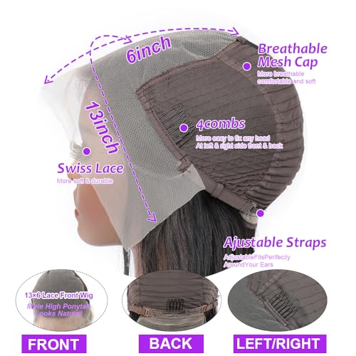 30 Inch Deep Wave Lace Front Wigs Human Hair 13x6 HD Transparent Lace Front Wigs Pre Plucked Deep Curly Human Hair Wigs for Women Deep Wave Frontal Wig with Baby Hair Natural Color