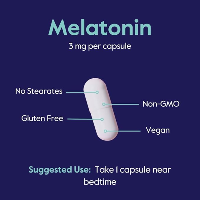 BESTVITE Melatonin 3mg (240 Vegetarian Capsules) - No Crospovidone - No Dextrose - No Dicalcium Phosphate - No Stearates - Vegan - Non GMO - Gluten Free - Easy to Swallow Capsule