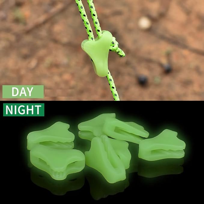 20 Pack Tent Rope Tensioner Buckles Tightener Fastener Fluorescent Canopy Guyline Cord Buckle Adjustment Triangle Fixing Pull Stopper for Outdoor Camp Mountain Camping Backpacking