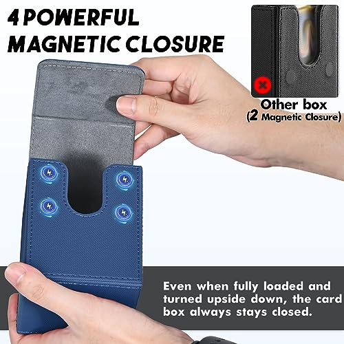 ZLCA Card Deck Box for Trading Cards, MTG YuGiOh Deck Case Holds 100+ Single Sleeved Cards, PU Leather Magnetic Card Storage Box Fits for TCG CCG Magic Game Cards (Blue)