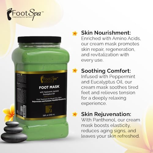 Cream Mask for foot, 128 Oz With Peppermint and Eucalyptus Oil - Pedicure Massage for Tired Feet and Body, Hydrating, Fresh Skin - Infused with Hyaluronic Acid, Amino Acids, Panthenol
