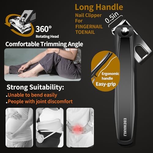 Podiatrist Toenail Clippers for Seniors Thick Toenails, Toe Nail Clippers for Thick Nails for Seniors, Straight Toe Nail Clippers for Men, Ingrown Toenail Clippers and Angled Nail Clipper Set