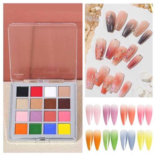 16 Color Nail Pigment Powder Set Create Stunning Ombre Nail Art with Glittery Shades Perfect DIY Nail Accessories (A-16 colors)