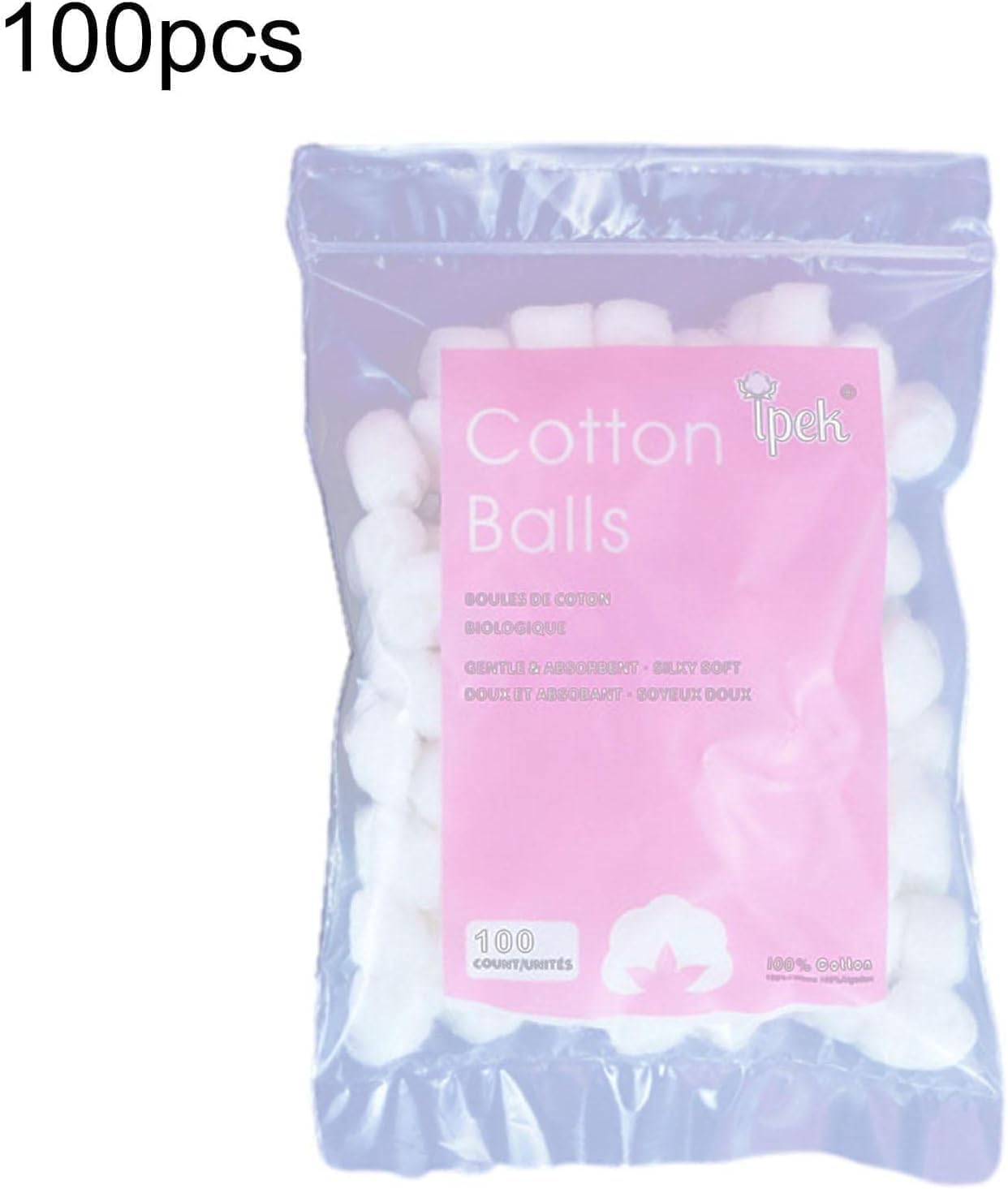100 Pcs White Cotton Balls - Soft Cotton Wool | Delicate Lightweight Balls and Swabs for Sensitive Skin Household Needs Outdoor Traveling Everyday Use House Necessary Absorbent