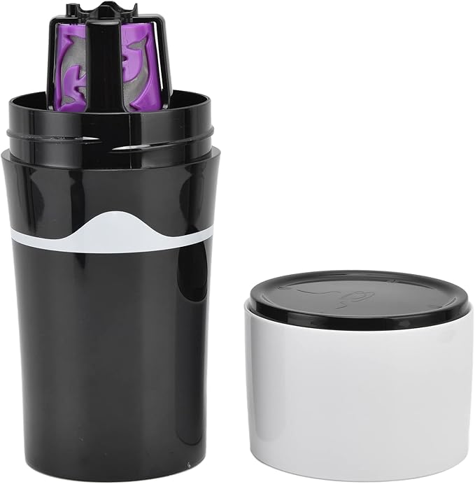 450ml Portable Drip Coffee Travel Mug, Side Leakage Proof Sharing Cup Lid Drip Coffee Machine with 3 Capsules for K Cup Capsules (Black White)