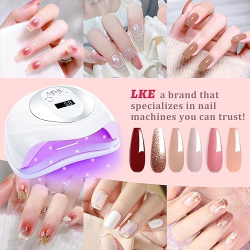 UV Nail Lamp, Nail Dryer 268W Light for Nails with 4 Timers LED Lamp Gel Polish Kit Professional Art Tools Automatic Sensor (White Pink)