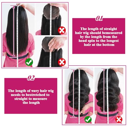 30 Inch Body Wave 13x6 HD Lace Front Wigs Human Hair 200 Density 12A 100% Virgin Frontal Wigs Human Hair 13x6 Body Wave Glueless Wig for Women Pre Plucked Bleached Knots with Baby Hair Natural Black