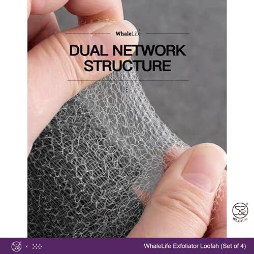 Loofah Sponge Bath Sponge for Women Men 4 Pack (Black Rough Surface)