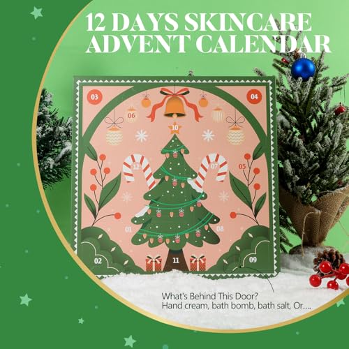 Advent Calendar 2024 12 Days of Christmas Advent Calendar for Women, BODY & EARTH Holiday Gift Baskets with Snowman Bath Bomb, Hand Cream, Body Lotion, New Year Bath Set for Women