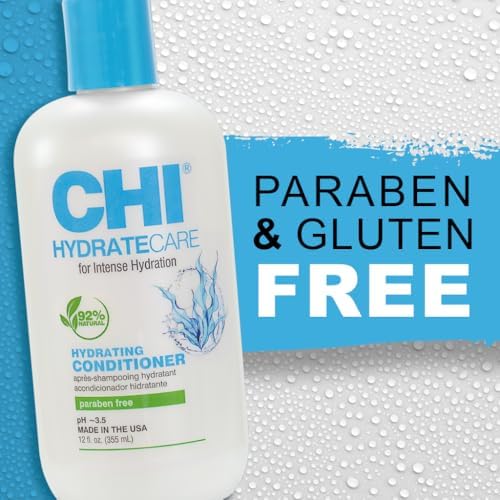 CHI HydrateCare Hydrating Conditioner, Balances Hair Moisture and Protects Against Damage and Hair Breakage, Sulfate, Paraben, & Cruelty-Free, 12 Oz
