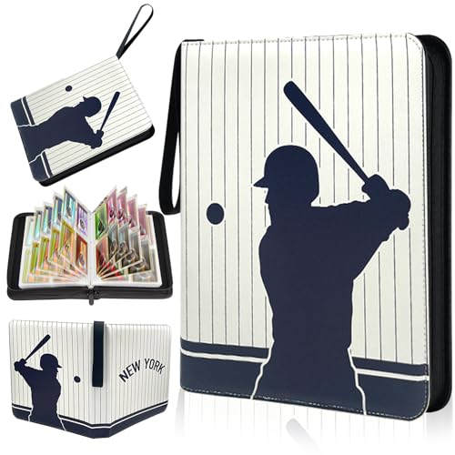 Zxojd Baseball Card Binder with Sleeves Gift for Baseball Card Qrganizer Trading Card binder Collectible Fits 400 Cards with 50 Removable Sleevs(Blue)