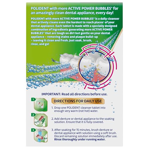 Polident Smokers Antibacterial Dental Appliance Cleanser Tablets, 90 Count