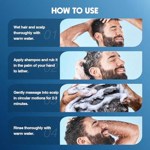 Biotin Hair Growth Shampoo for Men: Natural Mens Thickening Shampoo for Hair Loss and Thinning Hair, Infused Rosemary Oil Tea Tree Oil and Mint, Sulfate Free and Color Safe, 10.15 fl.oz