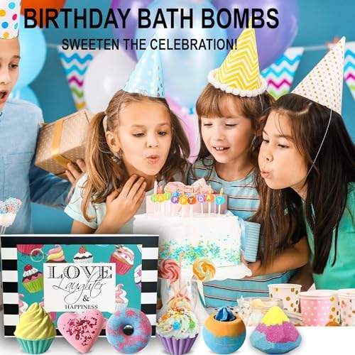 Bath Bombs for Kids - 6pc Gift Set Aromatherapy Natural Bath Bombs with Organic Ingredients, Skin Moisturizing Bubble Bath Fizzy, Gentle, Relaxing Birthday BathBombs for Girls, Women, Kids
