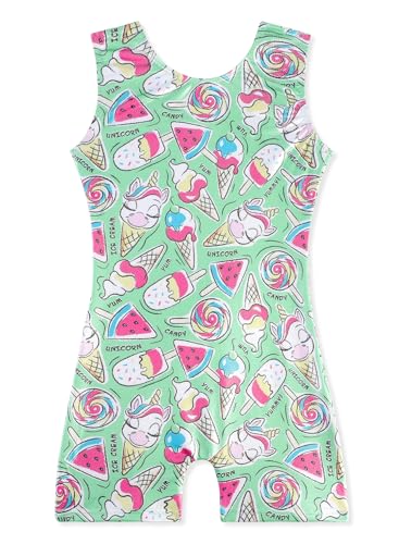 EQSJIU Dance Leotards For Toddler Girls Green Ice Cream Girls Gymnastics Unitard 5-6 Years