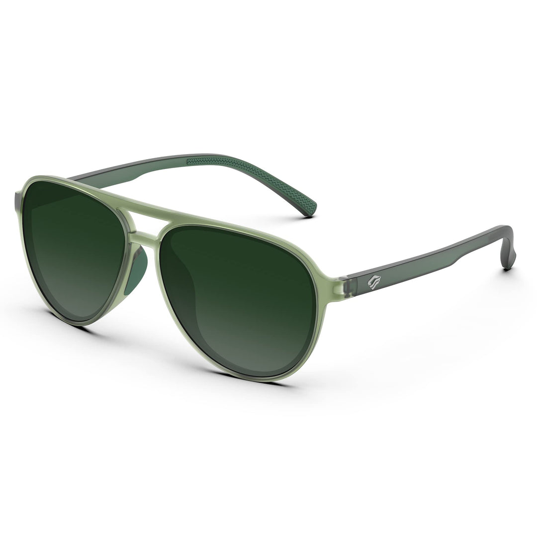 TOREGE Sunglasses for Men Aviator Polarized Sunglasses for Women Sports Glasses Fishing Boating Beach Golf Driving TR75(Transparent Green&Dark Green&Green Lens C4)