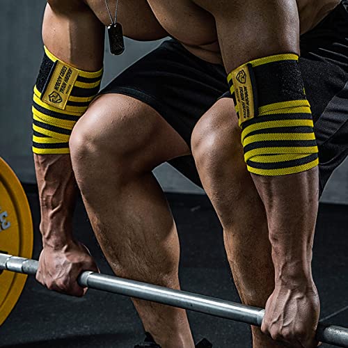 TAVIEW Elbow Wraps for Weightlifting (1 Pair), 47" Elastic Elbow Support & Compression Powerlifting, Fitness, Cross Training & Gym Workout, Elbow Straps Weight Lifting (72" knee wraps (Gray&Black))