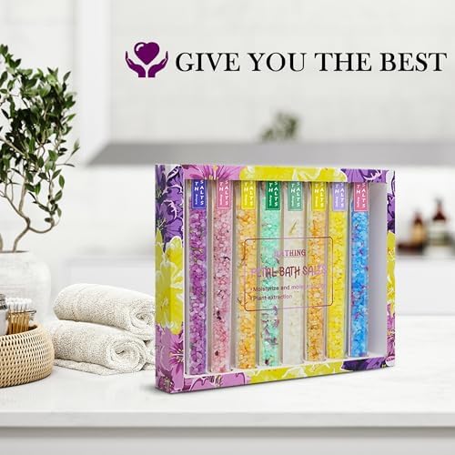 Bath Salt Gift Set for Women – 8 Pack Epsom and Dead Sea Salt with Essential Oils, Daily Relaxing Soak for Tub or Foot Bath, Travel Size, 1oz Each