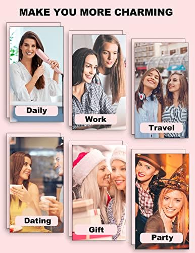 LANDOT Inoic Hair Straightener Brush for Smooth, Frizz-Free Results - Electric Heated Ceramic Straightening Brush Dual Voltage - Fast Heating Adjust Temp 250-450F for All Hair Types