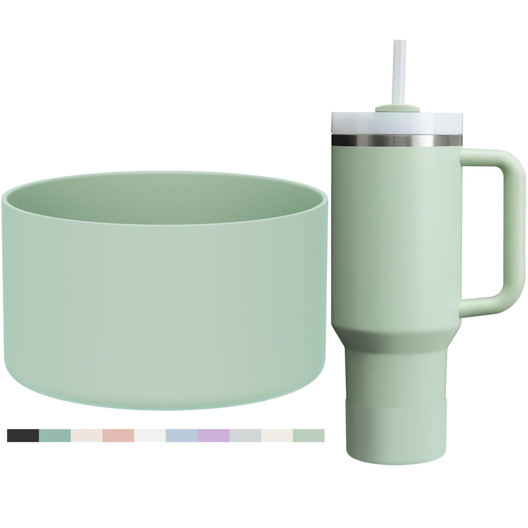 Affute Protective Silicone Boot for Stanley Quencher H2.0 40 30 20 oz & IceFlow Flip 30 20 oz, BPA Free Anti-Noise Anti-Scratch, Stanley Cup Protector Sleeve Cover Boot (Matcha Cream)