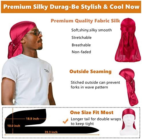2 PCS Bonnet for Men,Silk Hair Bonnet for Sleeping Women,Matching Bonnets and Durag Set