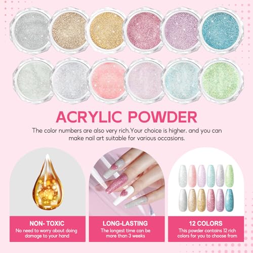 COSCELIA Acrylic Nail Kit for Beginners with Everything Nude Pink Clear Acrylics Powder with u v Light Glitter Decorations Professional Nails Kit Acrylic Set Gift for Women