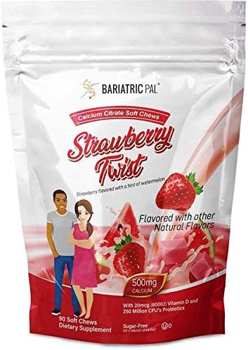 BariatricPal 90-Day Bariatric Vitamin Bundle (Multivitamin ONE 1 per Day! Capsule with 60mg Iron and Calcium Citrate Soft Chews 500mg with Probiotics - Strawberry Twist)