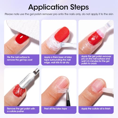 Gellen Gel Remover for Nails - Pro, Gel Polish Remover with Peelable Liquid Latex for Nails, Gel Nail Remover Kit Fast Nail Gel Removal in 2-5 Minutes Professional No Soaking or Wrapping