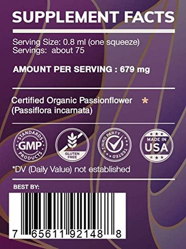 Earth's Love - Passionflower Alcohol-Free Herbal Extract Tincture, Super-Concentrated Passionflower (Passiflora Incarnata) Dried Herbs (2 Fl Oz)