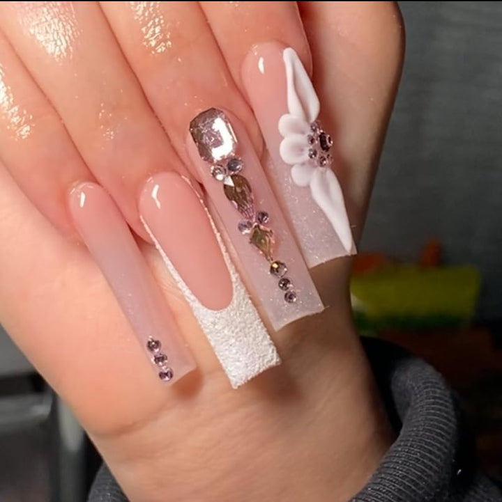 HNUIX Nail Rhinestones - 4550pcs Light Pink, Multiple Shape Gems, Flatback Crystal Rhinestones for Nails Decor Designs Kits