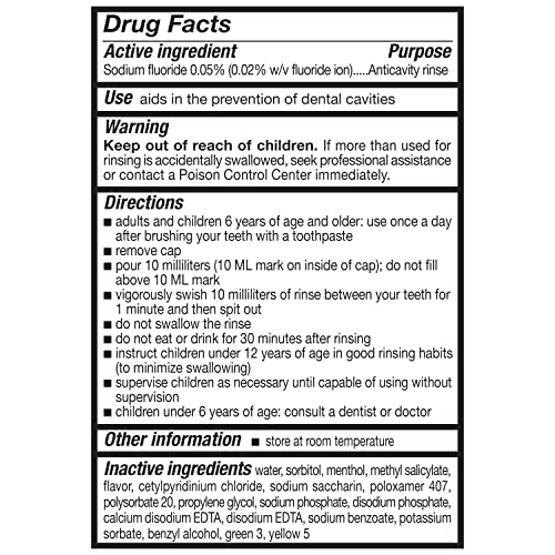 Amazon Basics Anticavity Fluoride Rinse, Alcohol-Free, Mint, 18 ounce (Pack of 4)