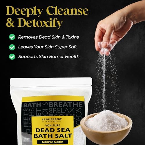 Aromasong Dead Sea Salt for Soaking - Coarse Grain Bath Salt Soak - 19 Lbs Bulk Resealable Pack - Leaves Your Skin Softer Then Epsom Salt