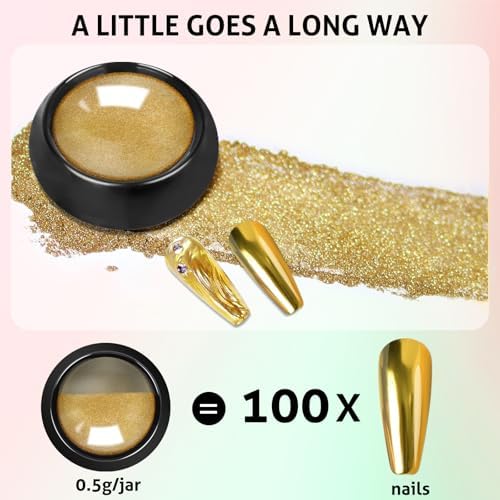 Mirror Chrome Nail Powder Set, 40 Colors Unicorn Iridescent Holographic Chrome Powder, Metallic Gold Silver Red Blue Green Black Purple Brown Chrome Pigment Nail Art Glitter Chameleon Flakes Sequins