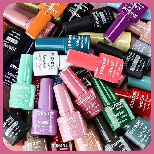 JODSONE 32 Colors Gel Nail Polish Set Same Color Same Bottle No Wipe Base Top Matte Glitter Coat Professional Choice