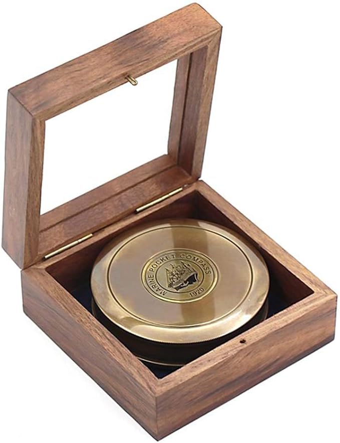 RII Brass Compass Engraved with Poet Quotes - Graduation & Birthday Gifts for Men & Boys, Father to Son, Husband Gift