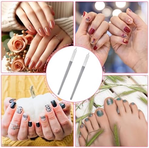 4 Pcs Diamond Deb Nail File Metal Nail File with Sharp Pointed Tip, Stainless Steel Nail Filer Metal Nail Files for Natural Nails Double Sided Manicure Pedicure Toenails Tools for Salon Home (Large)