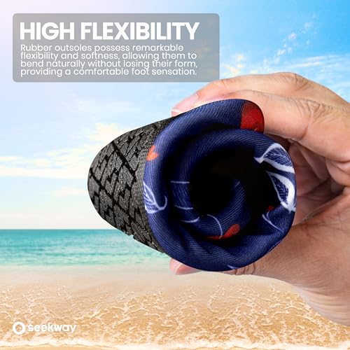 SEEKWAY Water Shoes Women Men Adult Quick-Dry Aqua Socks Barefoot Non Slip for Beach Swim River Pool Lake surf Black Size SK002