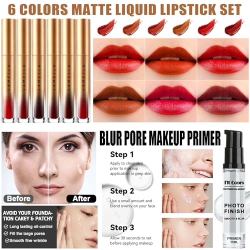 All in One Makeup Kit,Includes Naked Eyeshadow,Liquid Foundation,CC Cream,Lipstick Set,Mascara,Makeup Brush,Makeup Sponge,Eyebrow Powder,Eyebrow Soap,Eyeliner Stamp, Primer,Contour Stick,Cosmetic Bag